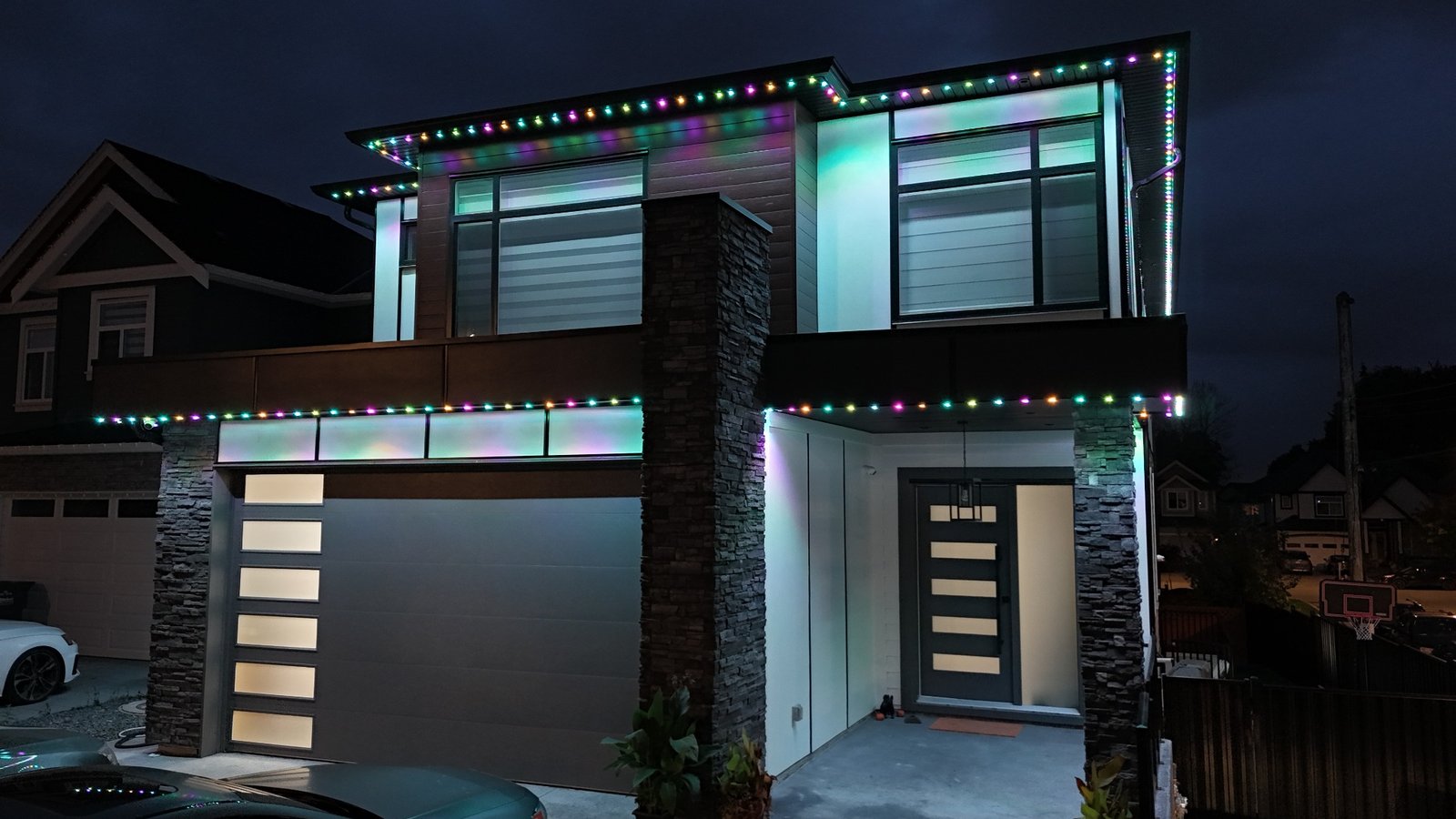 Modern home with multicolour permanent lighting
