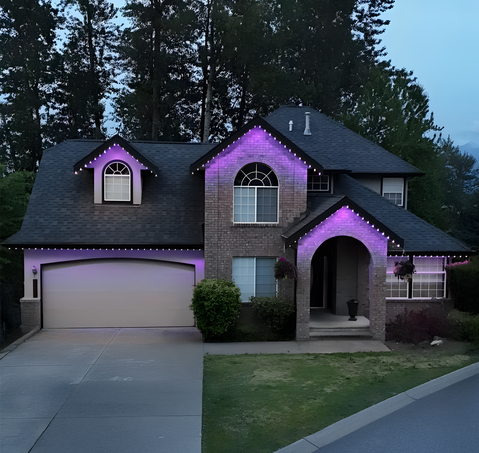 Edmonton home with purple architectural lighting